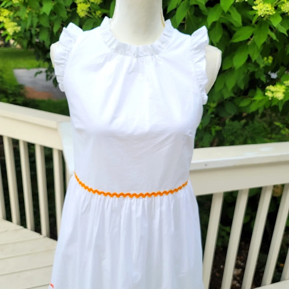 New! J Crew size 2 White Tiered Midi Ruffle Dress Rickrack Trim NWT - Picture 5 of 6